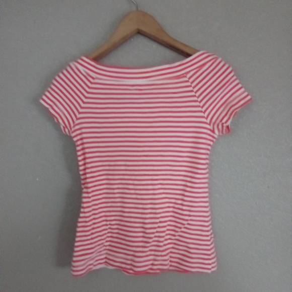 Striped Red and White Women's Top - Picture 2 of 3